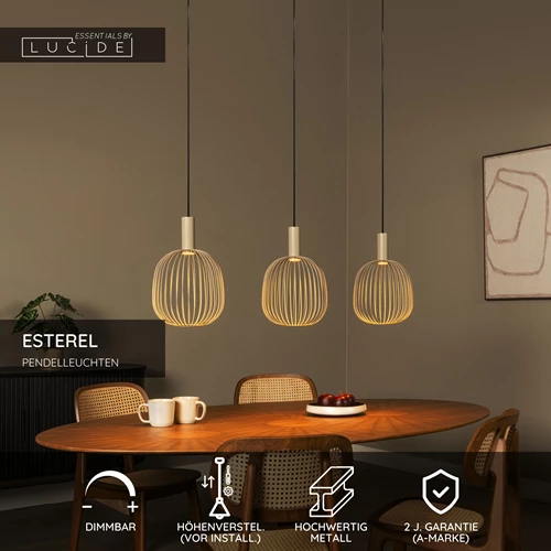 Lucide ESTEREL - Pendelleuchten - 3xGU10 (MR11) - Taupe | Essential - USP